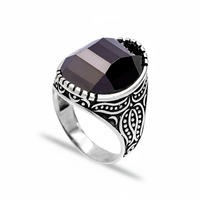 Bague en pierre d'onyx de forme ovale pour homme, bijoux pour homme, vente en gros, fabriquée à la main, authentique, en argent Sterling 925