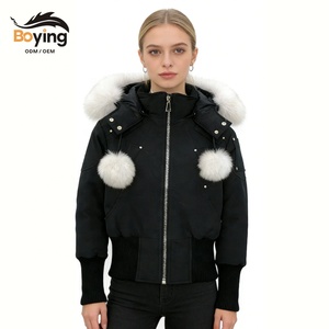 <span class=keywords><strong>Parka</strong></span> courte décontractée pour femme Boying avec capuche et col en fourrure de renard, coupe-vent en polyester, doudoune chaude d'hiver ODM / OEM - Product Image 1