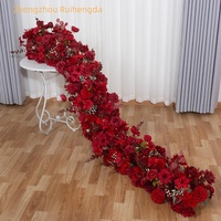 RHD Hoge Kwaliteit Bourgondiëroze Zijden Kunstbloemen Tafelloper Bruiloftdecoratie Bloemenrij en Bloemenbal