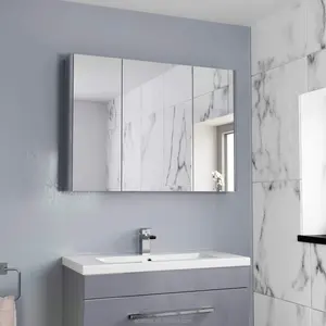 L'armoire à miroir en acier inoxydable 304 de haute qualité avec grand rangement à 3 portes