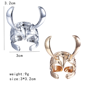 Bijoux fantaisie en alliage de zinc, bague punk avec breloque film <span class=keywords><strong>Thor</strong></span>, bague casque de <span class=keywords><strong>Loki</strong></span> du Monde Noir pour hommes, fourniture directe d'usine - Product Image 4
