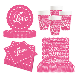 ชุดจานชามวันวาเลนไทน์ DAMAI จานกระดาษวันวาเลนไทน์ ผ้าเช็ดปากสำหรับงานเลี้ยงวันวาเลนไทน์สุดโรแมนติก สำหรับ 8 ท่าน - Product Image 3