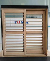 Fenêtre et porte coulissante TOMA en aluminium couleur bois série 60 avec double rail, à lamelles fixes et réglables