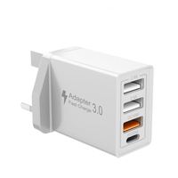 UK/EU/US 3USB 1Type C 4 ports QC18W 2.4A PD 20W adaptateur secteur prise murale Type C brique de charge 45W 40W chargeur multi-ports