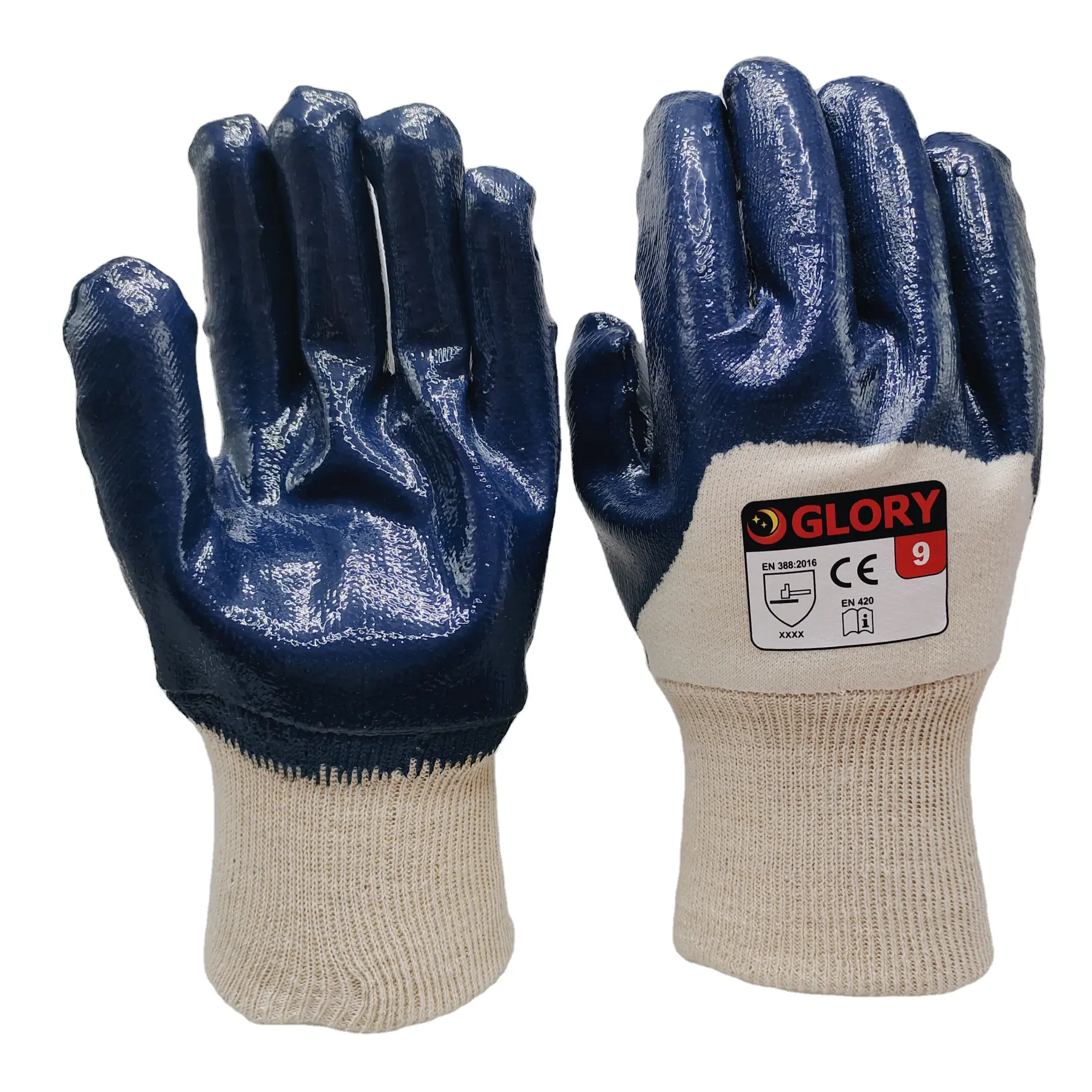 oil resistance NBR glove aerated back with knit cuff for heavy engineering work