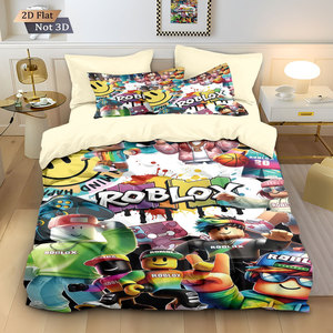 Juego de Ropa de Cama de 3 Piezas con Diseño de Dibujos Animados de <span class=keywords><strong>Roblox</strong></span>, Funda de Edredón con Estampado Digital 3D y Fundas de Almohada, Imagen Personalizada Disponible, Textil <span class=keywords><strong>para</strong></span> el Hogar - Product Image 6