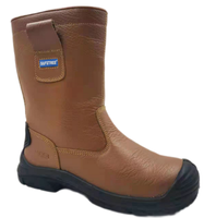 Chaussures de sécurité en cuir de vachette industrielles, bottes de travail pour la construction et l'exploitation minière, chaussures résistantes aux perforations