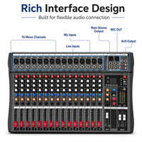 Console de mixage audio analogique professionnelle 16 canaux avec égaliseur 3 bandes et effets intégrés pour DJ, scène, enregistrement sonore en direct, karaoké, sonorisation