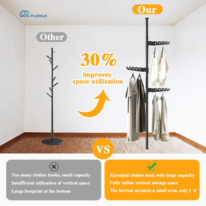 Giá treo quần áo đứng tự do YIJIALE màu đen, di động - Product Image 2