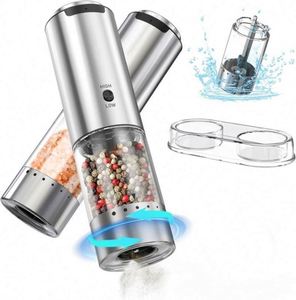 New Adjustable Speed Electric Salt & <b>Pepper</b> <b>Grinder</b> Set with Plastic Body Rechargeable <b>Pepper</b> Mill and Light - Product Image 1