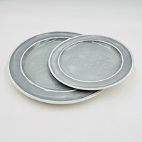 Assiettes et bols en mélamine de style occidental vintage et classique, adaptés aux aliments, avec finition gris dégradé pour les repas en famille