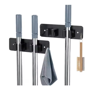 Support mural en acier inoxydable pour <span class=keywords><strong>balai</strong></span>, adhésif puissant, sans perçage, clip pour <span class=keywords><strong>balai</strong></span>, salle de bain, toilettes, outil en métal, salon - Product Image 2