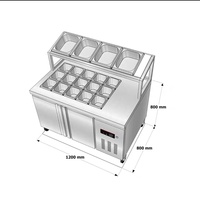 1.5m Réfrigérateur Table 220V Affichage Refroidisseur pour Bar Utilisation pour Servir Salades et Pizza Salade Bar avec Étagère Préparation Compteur