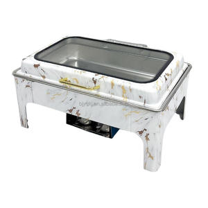 Scaldavivande Rettangolare Yuqi in Acciaio Inox da 9L a Gas/Gasolio, Set Chafing Dish per Buffet, Attrezzatura Commerciale per <span class=keywords><strong>Catering</strong></span>, Bianco, Regolabile - Product Image 4
