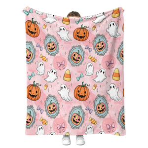Manta de Franela con Diseño de Fantasma de Dibujos Animados de Halloween, Personalizada, de Alta Calidad, Suave y Cálida, para Sofá, Cama, Coche y Viajes - Product Image 4