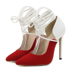 New Style White Red Mixed Color Women Pumps Sexy <b>Pointed</b> <b>Toe</b> Strappy Heels Party Wedding Shoes Stiletto Mules Sandals Lady - Product Image 6