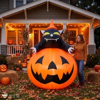 Citrouille gonflable d'Halloween noire Feidu en tissu Oxford certifiée CE pour événements familiaux et divertissements extérieurs pour adultes