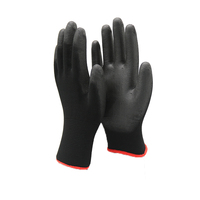 Gants de travail antidérapants en polyester, 13g, sécurité, bon marché, industriel, enduit de PU noir, vente en gros