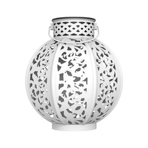 Lampe solaire blanche vintage en métal, rechargeable, idéale pour les jardins et la décoration extérieure, fournit une lumière d'ambiance et - Product Image 1