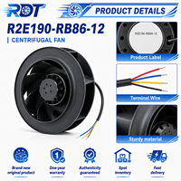 Ventilateur centrifuge à pales courbées vers l'arrière à haut débit d'air R2E190-RB86-12 190 mm à roulement à billes pour fonctionnement continu et refroidissement par variateur de fréquence (VFD)