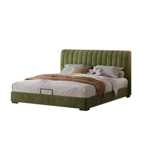 Cadre de lit rembourré de style Mid-Century Modern avec tête de lit capitonnée pour chambre à coucher moderne