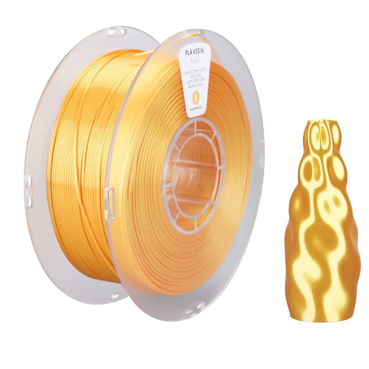 Materiales de impresión 3D con textura de seda Kexcelled Gold Plastic Pla Silk Pla + Filamento para impresión 3D 1,75 Mm 3Mm 1Kg