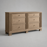 Commode autoportante à 6 tiroirs en bois massif, finition vieillie à la main, artisanale de qualité supérieure, style manoir moderne, pour chambre et salon
