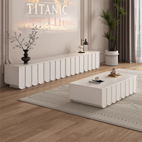 Meuble TV et Table Basse en Bois Crème, Combinaison Moderne et Simple pour Salon, Rangement Chambre, Meuble TV 65 pouces+