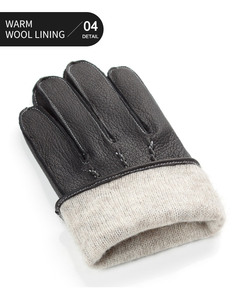 <span class=keywords><strong>Gants</strong></span> d'hiver pour homme en <span class=keywords><strong>cuir</strong></span> véritable doublés de <span class=keywords><strong>laine</strong></span>, compatibles avec les écrans tactiles - Product Image 2