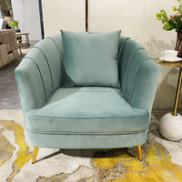 Fauteuil de loisirs moderne, fauteuil de luxe en velours, pieds en métal doré, de haute qualité, mobilier de salon, 1 fauteuil