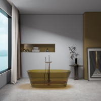 BAIYAO Spa à remous moderne autoportant en acrylique écologique avec jets d'air, hydromassage, drain intégré, robinet intérieur 8