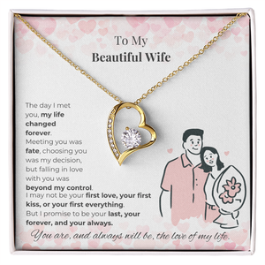 Collar con Colgante de Corazón para Mi Hermosa Esposa, Venta Directa de Fábrica UIONEN, con Tarjeta de Mensaje Personalizada - Chapado en Platino, Romántico - Product Image 2
