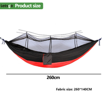Hamac double portable avec moustiquaire, tissu parachute respirant, anti-chute, pour camping en extérieur