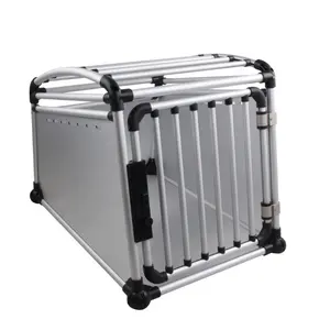 Aluminum Alloy Large Dog Cage Metal Kennels With Latex Bottom Anti-Skid Pad Dog Transport Box