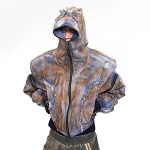 Ensemble de veste de moto en jean délavé et déchiré pour homme, style décontracté d'hiver, pantalon en jean tricoté, veste en jean style jean, 2025 - Product Image 2