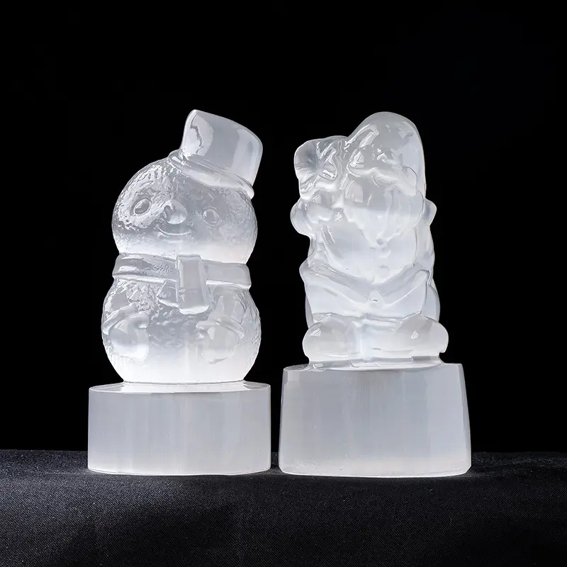 Selenite tự nhiên động vật tay khắc phật tượng tinh thể đá chúa Ganesha selenite thiên thần cho trang trí