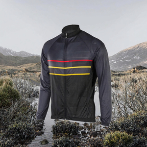 <b>Men's</b> Full Sleeve Cycling Jersey Black With Red And Yellow Stripes Breathable Quick Dry Polyester <b>Bike</b> <b>Jacket</b> - Product Image 2