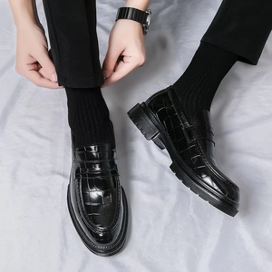 Mocassins pour hommes à imprimé croco, <span class=keywords><strong>chaussures</strong></span> habillées décontractées à semelle épaisse et confortables pour le bureau et le quotidien - Product Image 4