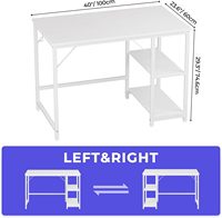 Bureau d'ordinateur blanc 40 pouces avec étagères Bureau à domicile robuste avec grand espace de rangement Table pour ordinateur portable d'écriture d'étude de jeu