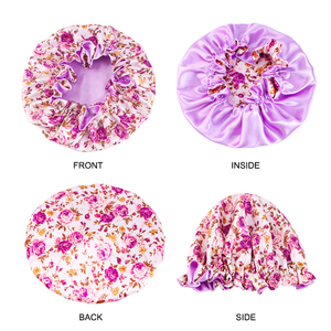 Nouvelle Nuisette à Imprimé Floral pour Femmes, Nuisette <span class=keywords><strong>en</strong></span> <span class=keywords><strong>Satin</strong></span> Double à Fleurs pour Femmes, Turban Confortable pour Femmes avec Sangle Élastique - Product Image 2