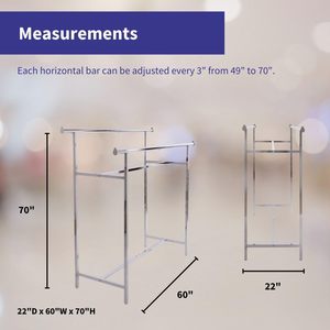 Perchero Rectangular Doble Ajustable y Resistente de Acero Cromado <span class=keywords><strong>para</strong></span> Abrigos - Product Image 4