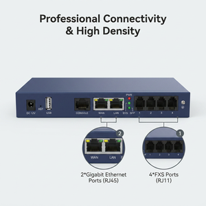 Passerelle <span class=keywords><strong>VoIP</strong></span> Gigabit 4 ports FXS SIP IAD, convertisseur analogique vers IP avec 2 ports GE RJ45 pour système téléphonique d'entreprise Asterisk 3CX - Product Image 1
