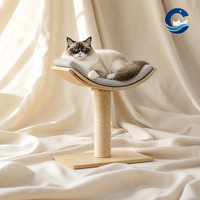 Arbre à chat en bois massif Moon House, Condo pour chat tout-en-un avec griffoir, Fournitures pour animaux de compagnie d'intérieur en bois massif