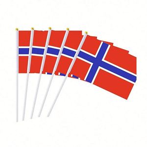 Custom 12x18 Inch Mini 100% Polyester Norway Norwegian Hand Held <b>Flag</b> - Product Image 3
