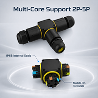 Connecteur de câble étanche en forme de T M25 à 3 voies IP68 pour éclairage extérieur souterrain