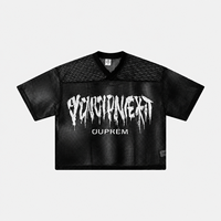Fournisseur de vêtements personnalisés OEM ODM, t-shirt en maille noire pour homme, manches courtes, respirant, imprimé graphique, coupe ample