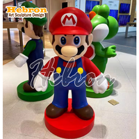 Großhandel Outdoor Cartoon Arbeiter Charakter Lebensgroße Fiberglas Superheld Mario Statue Bunte Handgefertigte Weihnachts- und Halloween-Dekoration