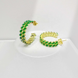 Pendientes de plata 925 personalizados, elegantes, con gancho, de moda casual para mujer, con cristal vintage, esmeralda y circonita, en colores verde y amarillo oro 2026 - Product Image 3