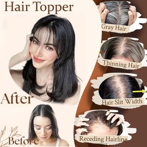 カスタムサイズの長さの色密度レミーの人間の髪の毛のヘアピースをサポートブロンドシルクベースヘアトッパー - Product Image 3