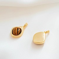 Pendentif géométrique en œil de tigre marron pour bijoux DIY, accessoires de bijouterie en gros, collier pendentif couleur ambre